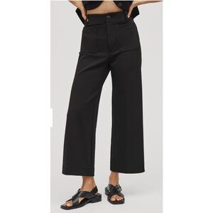 Maeve Cropped Knit Pants Women's 30 Classic Black Wide Leg The Colette Knit